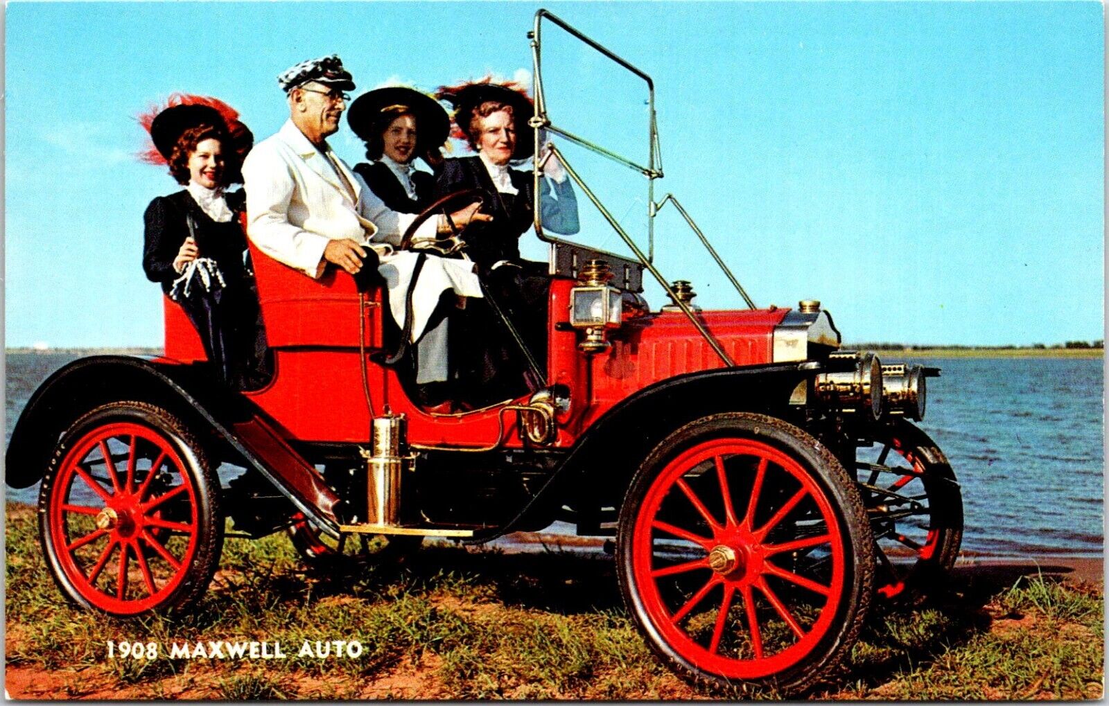 Postcard 1908 Maxwell Automobile Passengers Costume Transportation B141