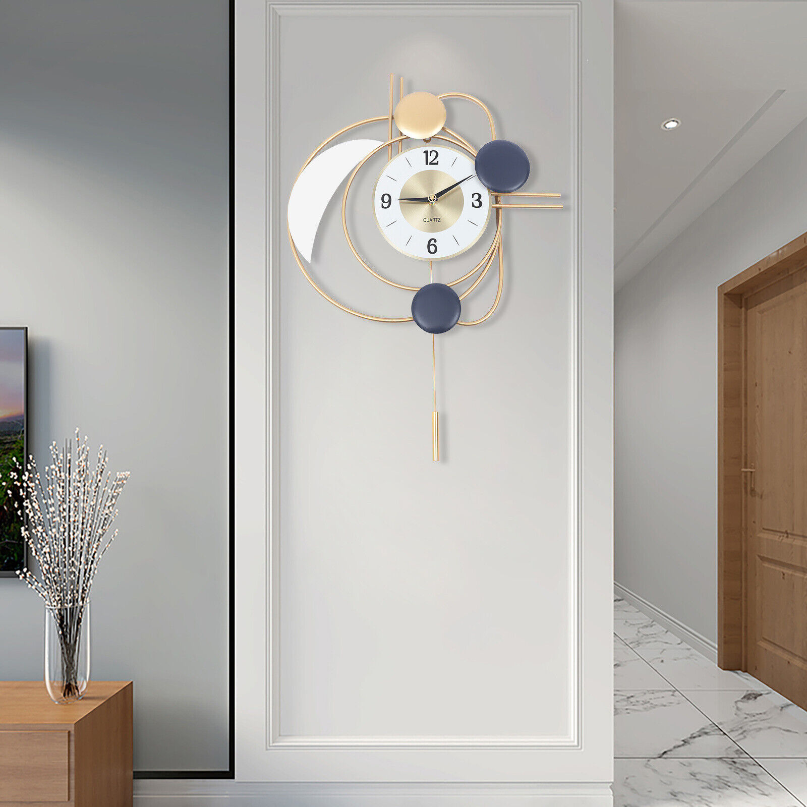 Modern Inspired Wall Clock Nordic Metal Hanging Clocks 3D Mute Design Art Decor