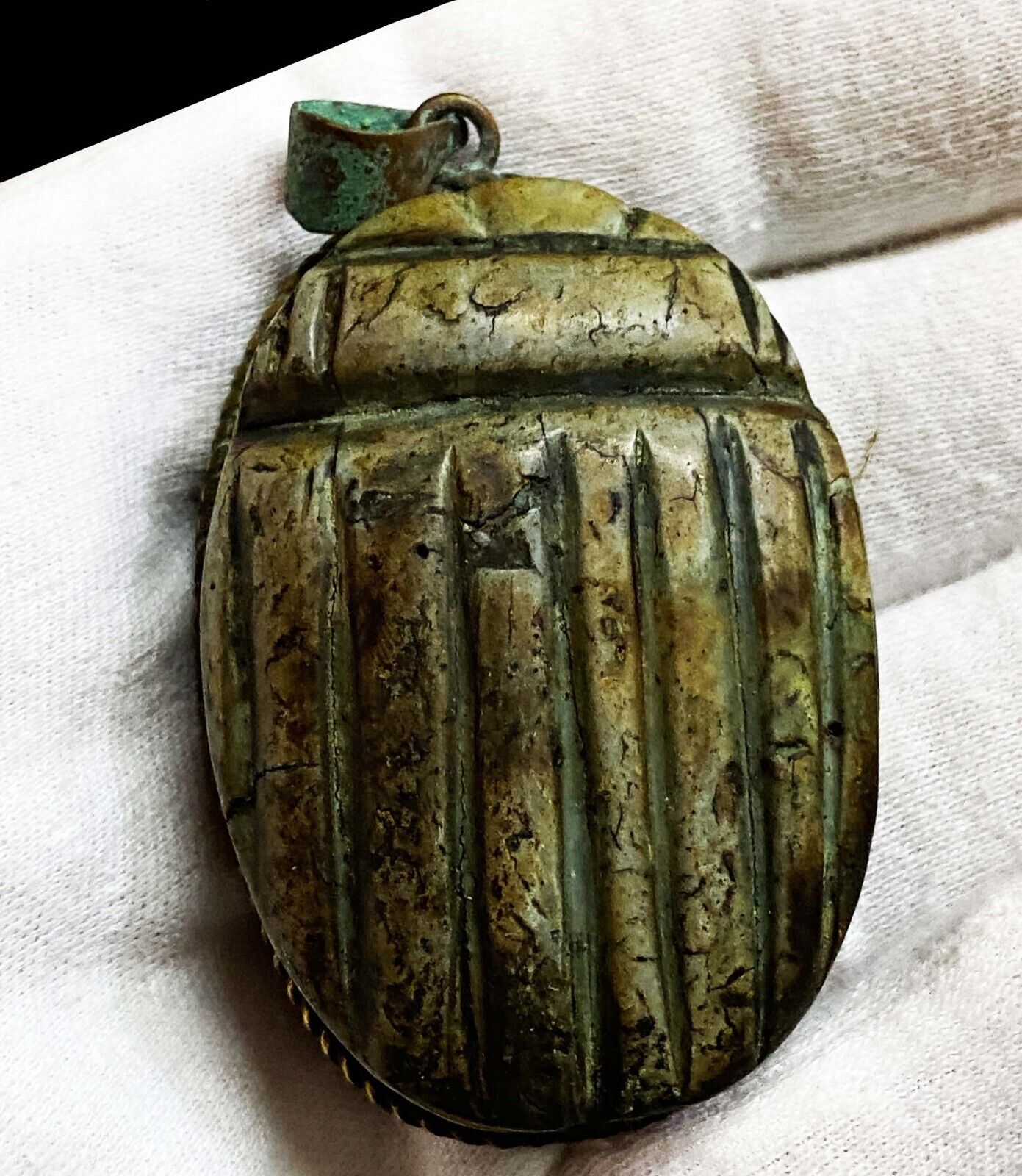 Unique double-faced Egyptian Scarab and Queen Cleopatra Amulet