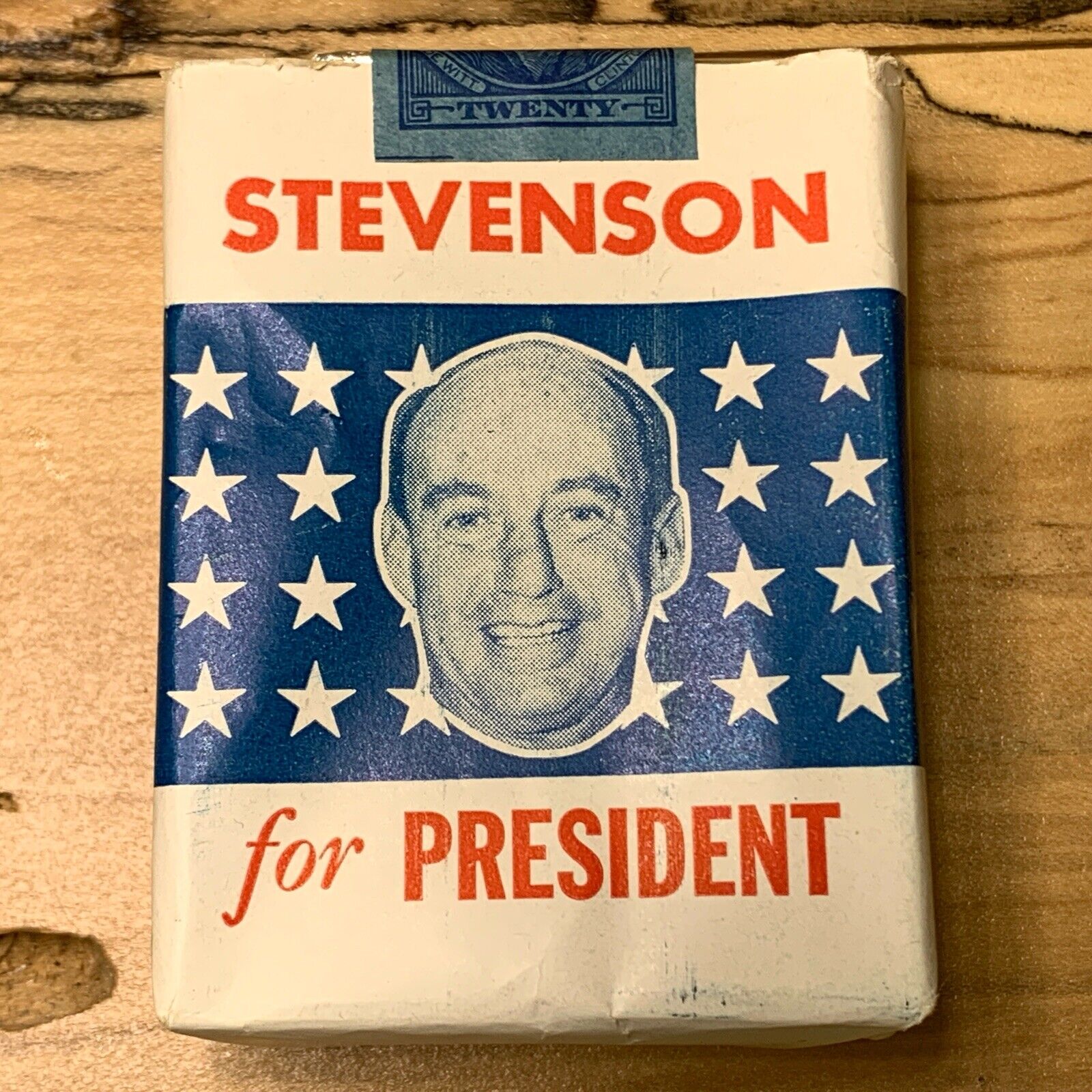 Stevenson For President Cigarette Pack Empty. Shipped In Cavalier Box.  A491.