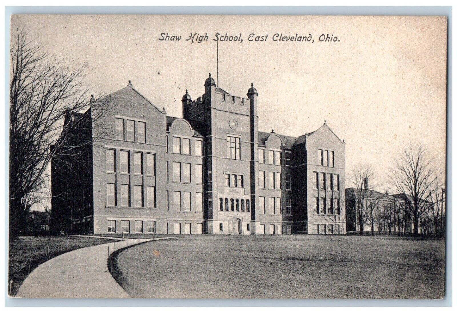 Cleveland Ohio OH Postcard Shaw High School Exterior View Building 1909 Antique