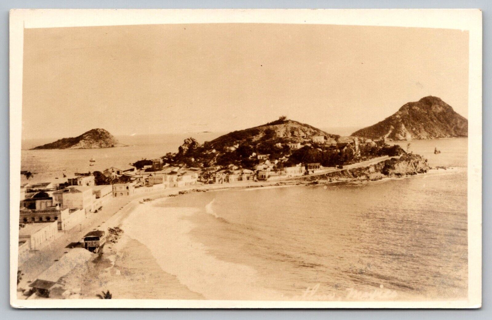 Postcard: Playa Olas Altas, Mazatlán, Sinaloa, Mexico, RPPC, 1926-1940s, Posted