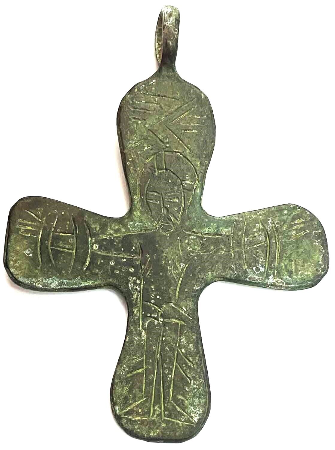 ca.1100 AD 12th CENTURY BYZANTINE LARGE CHASED PORTRAIT OF CHRIST CROSS PENDANT