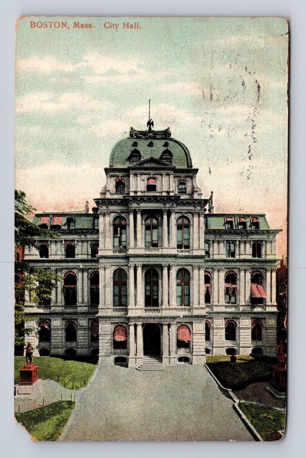 Boston MA-Massachusetts, City Hall, Antique Vintage c1909 Souvenir Postcard