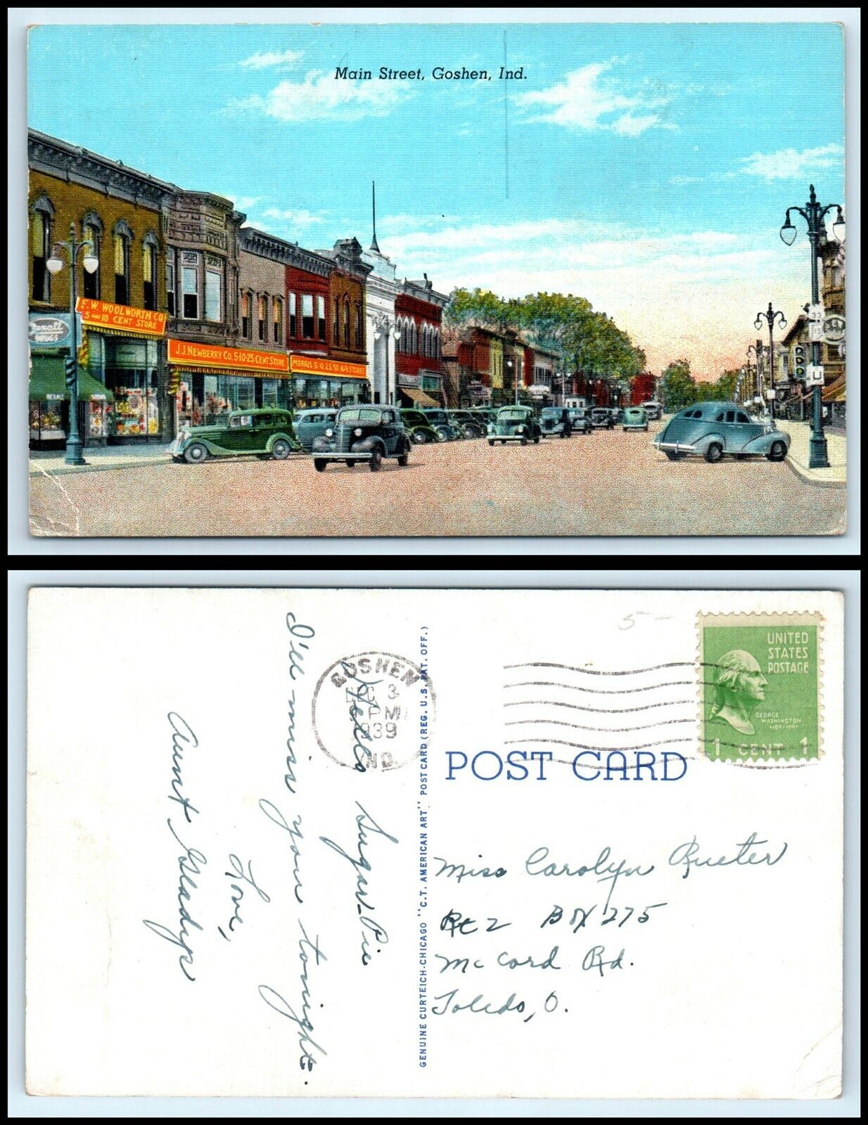 INDIANA Postcard - Goshen, Main Street K19