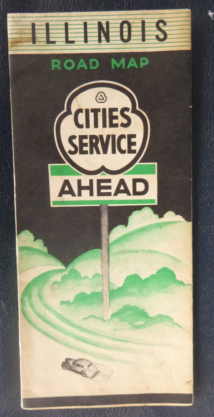 1938 Illinois road map Cities Service gas route 66