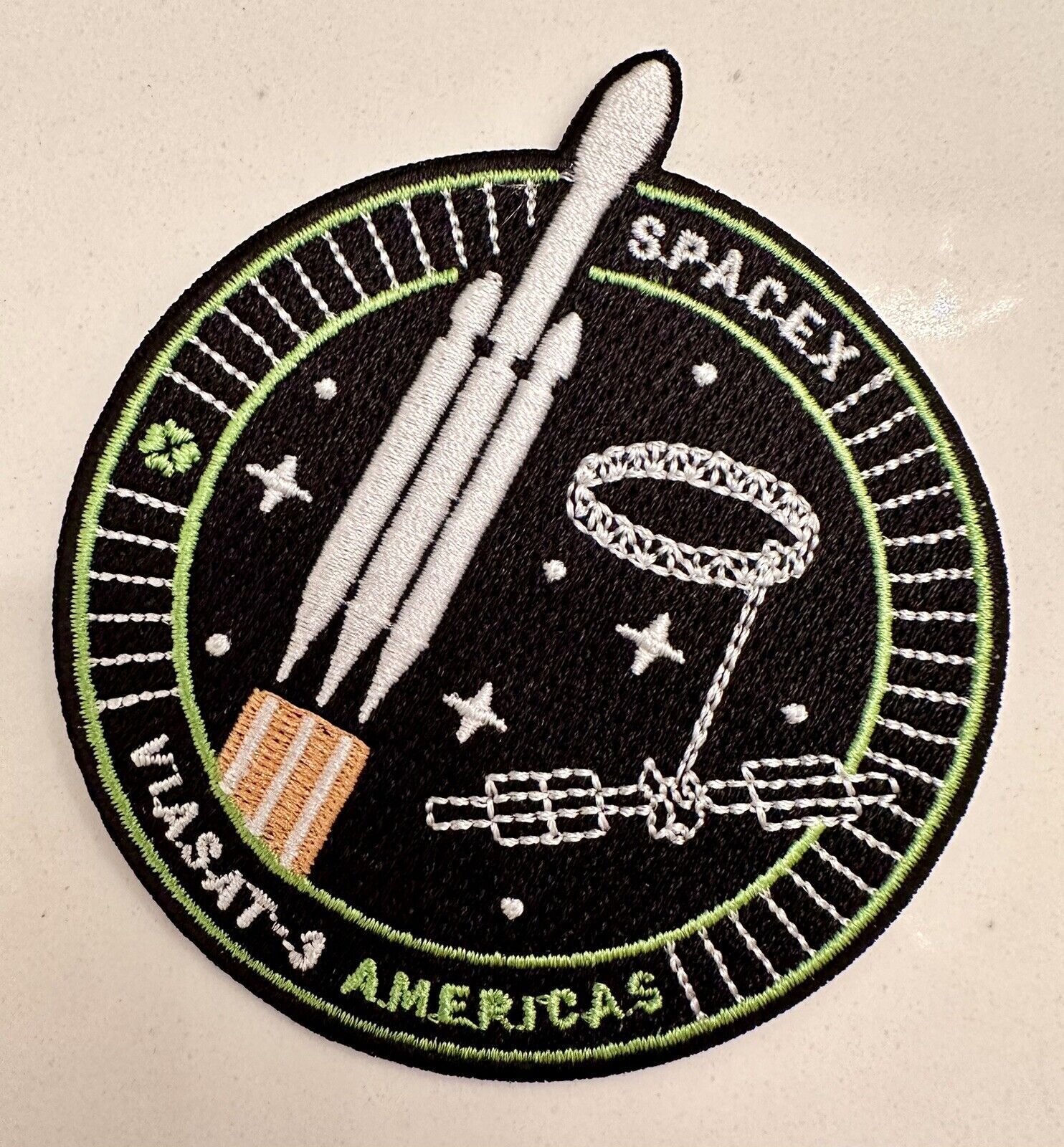 Original SpaceX VIA SAT 3 AMERICAS  FALCON 9 MISSION PATCH 3”