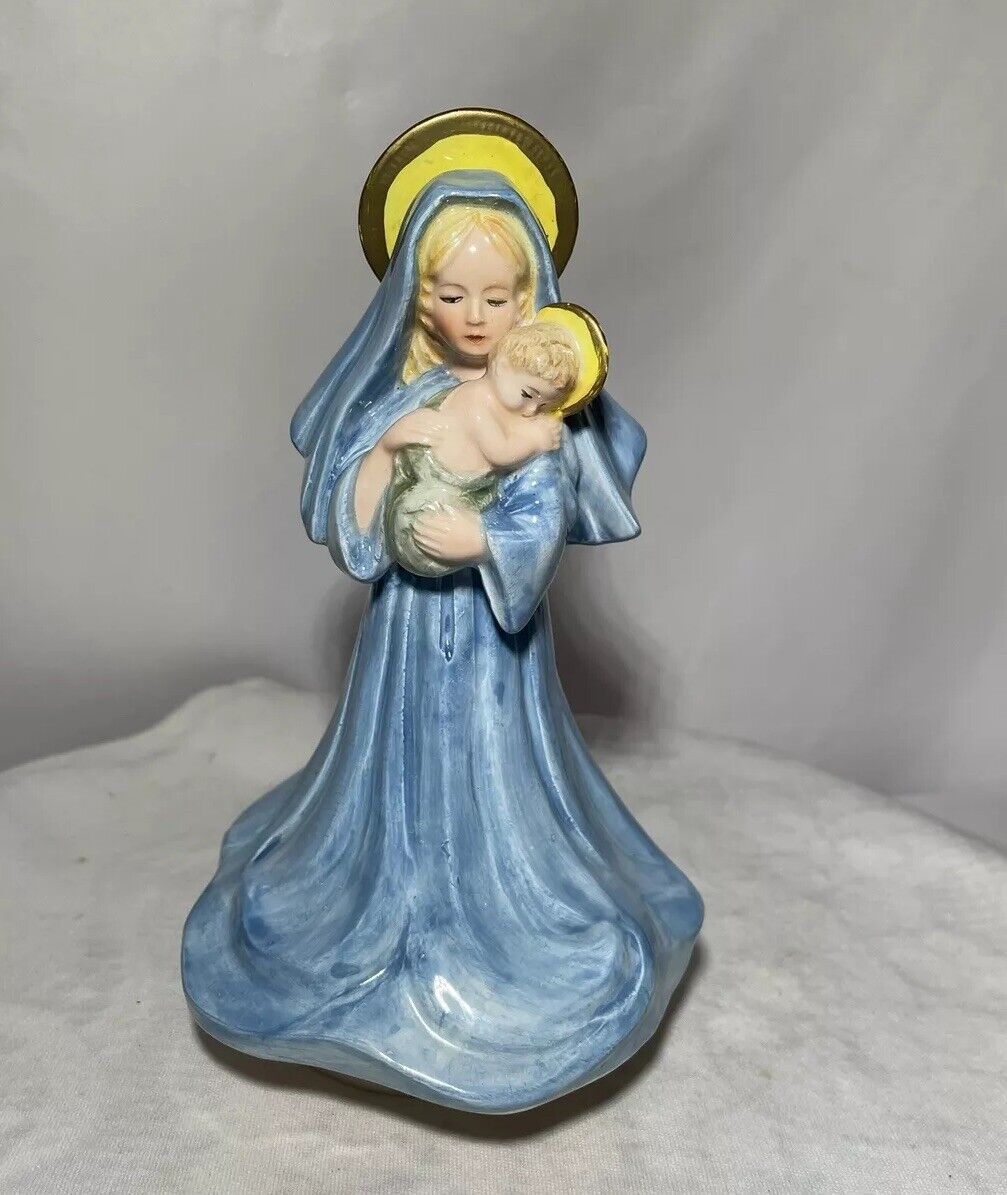Vintage Schmid Music Box Ave Maria Schubert Virgin Mary Baby Jesus Figurine