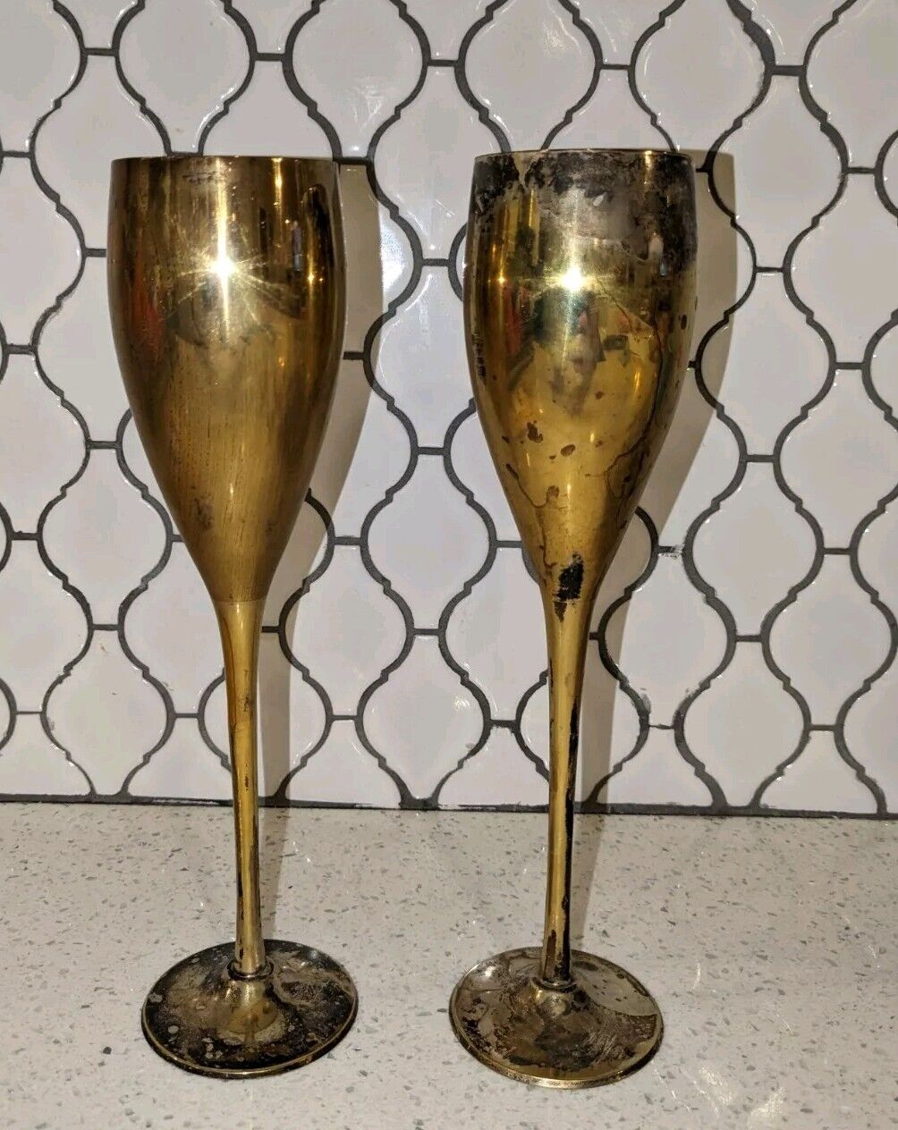 Vintage Brass Glasses Made In India, Toning.  