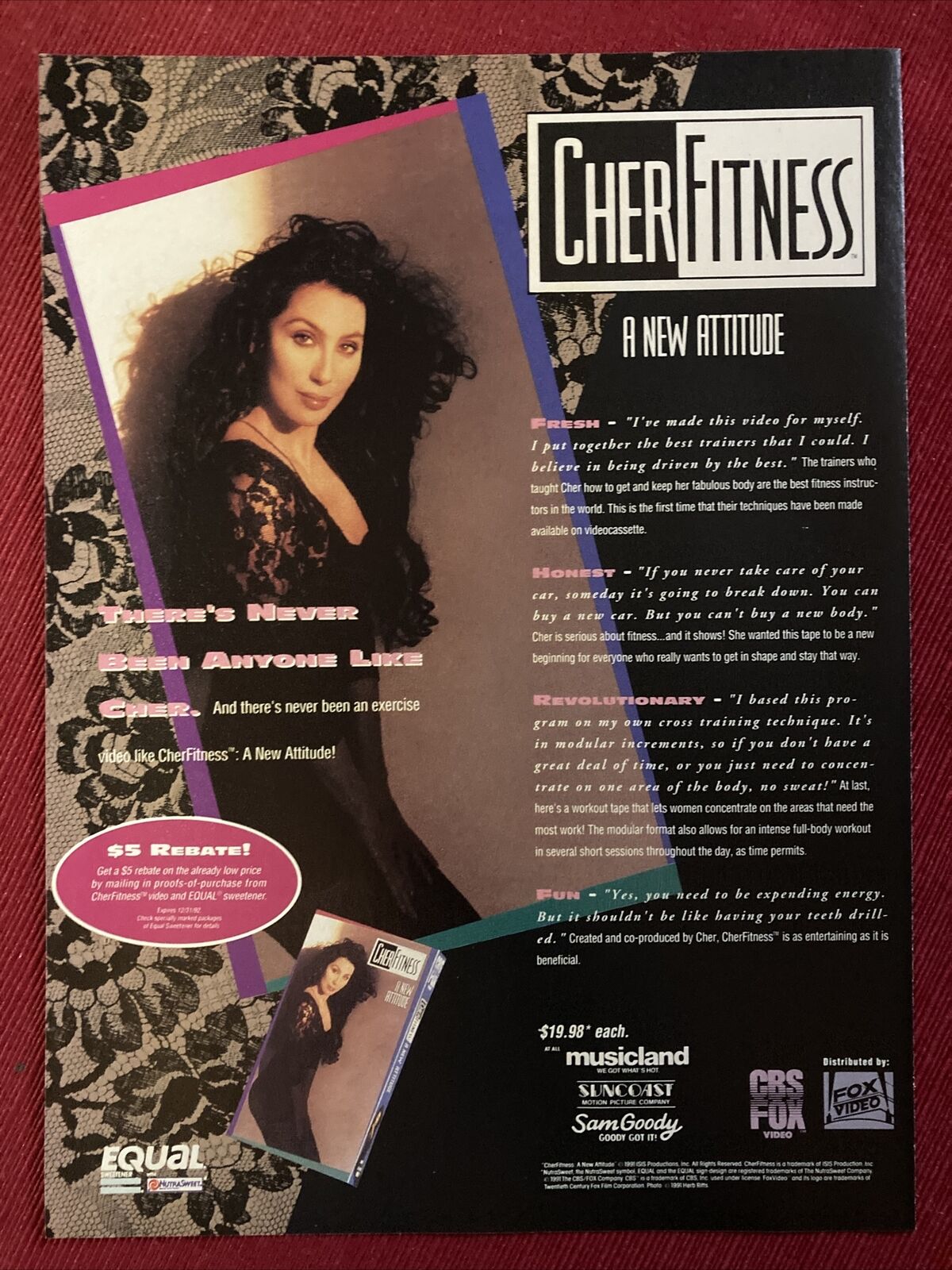 Cher Fitness A New Attitude 1992 Print Ad - Great To Frame