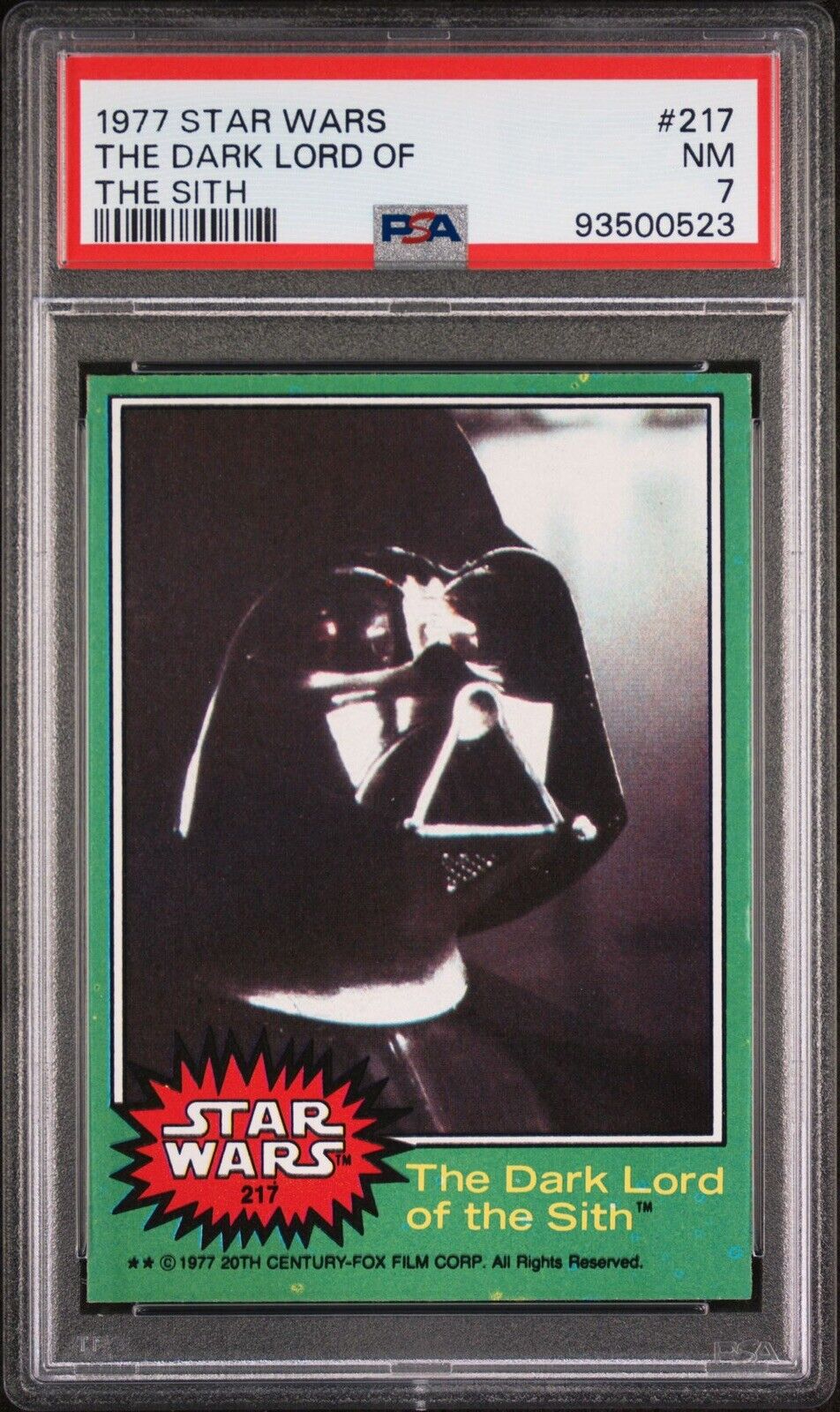 1977 Topps Star Wars Green Card #217 The Dark Lord Of The Sith PSA 7 NM