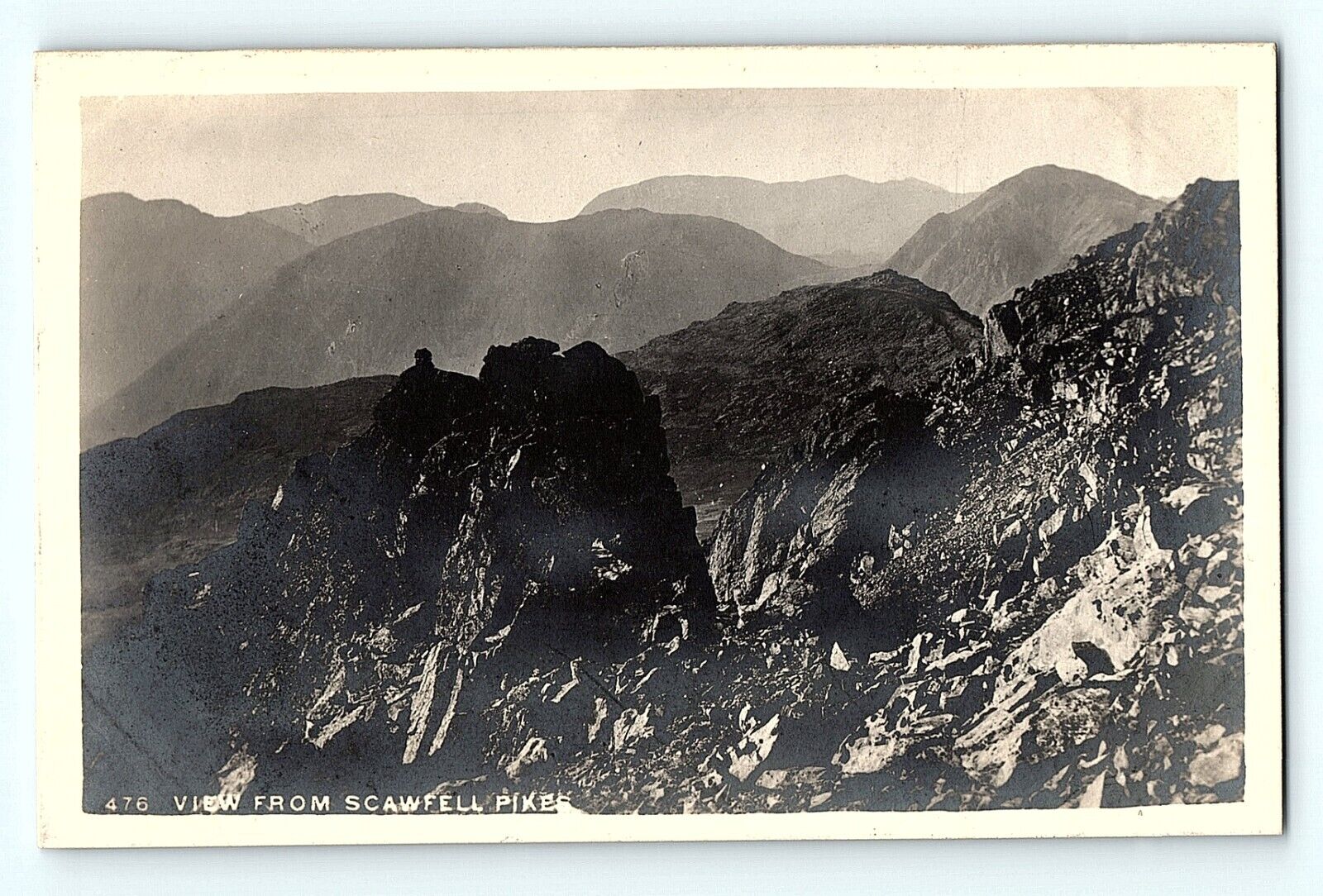 RPPC View From Scawfell Pikes Scafell England's Highest Mountain Postcard D3