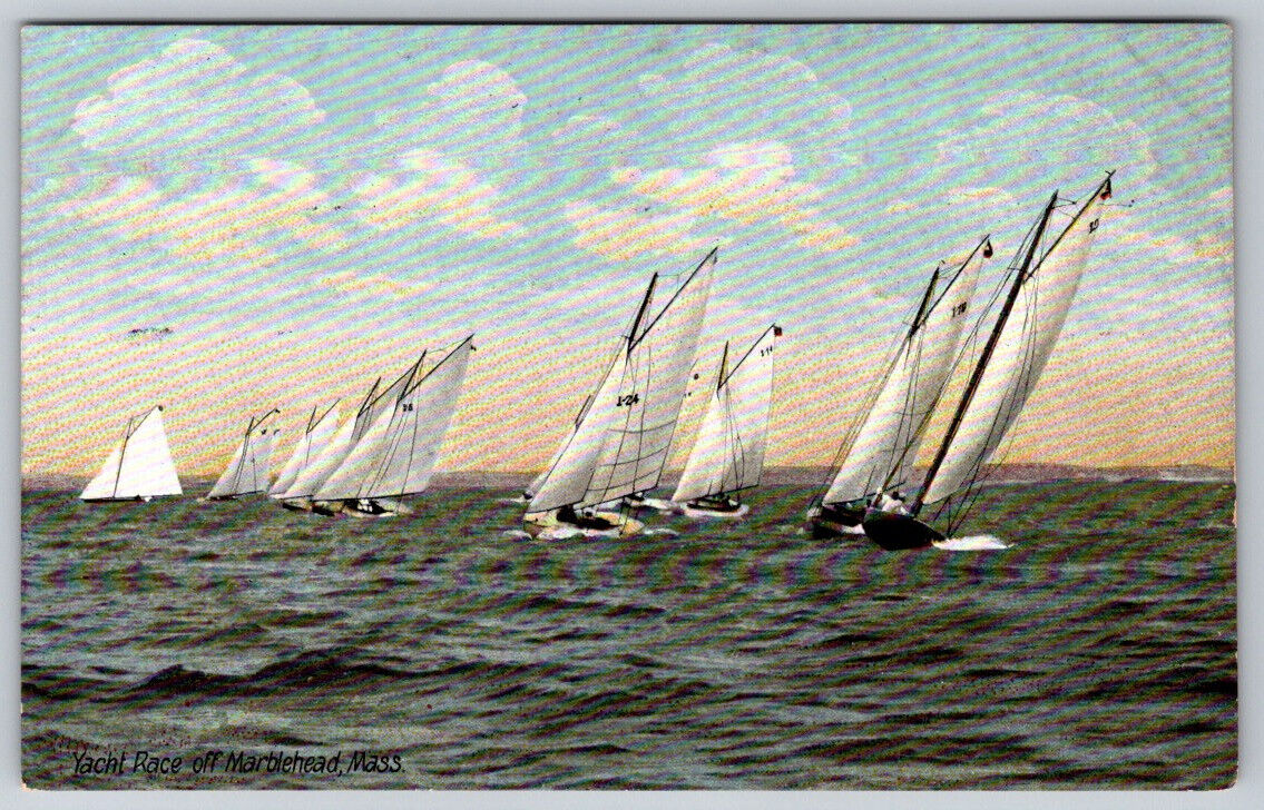 Yacht Race Marblehead Massachusetts MA USA Postcard