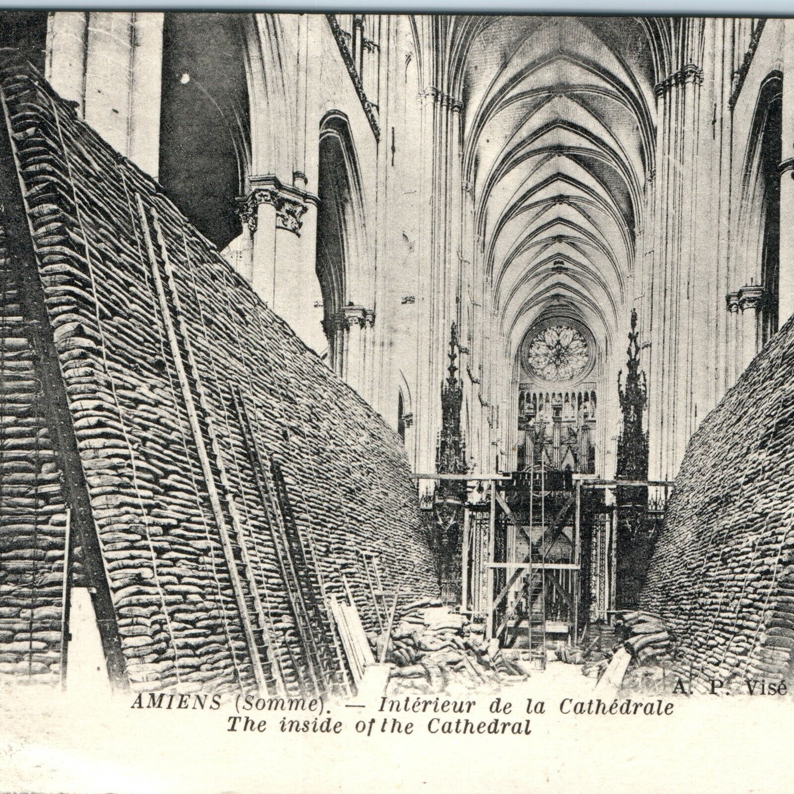 c1910s Amiens, France Cathedral Interior Postcard Roman Catholic Gothic God A40