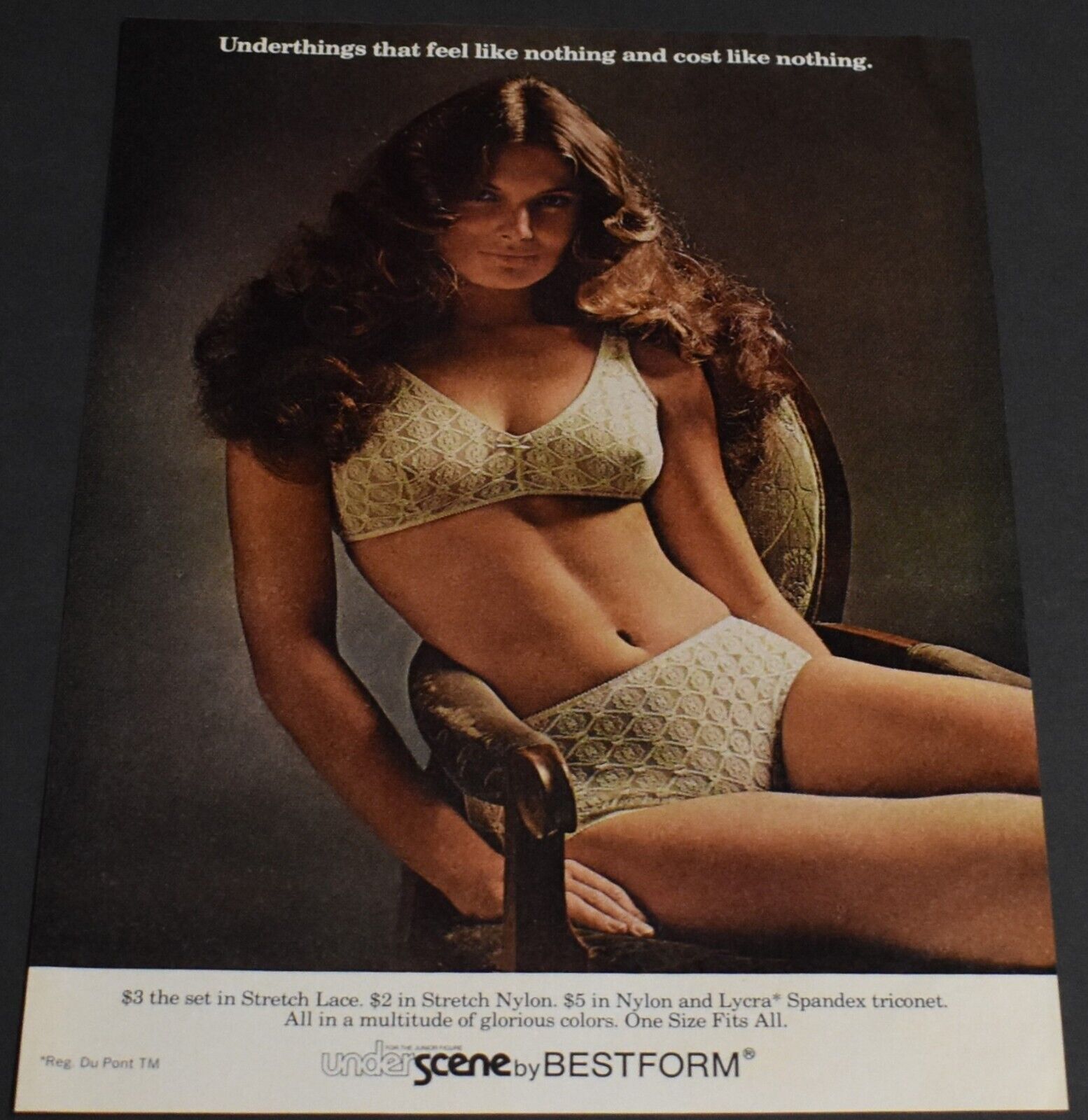 1971 Print Ad Sexy Bestform Bra Brunette Lady Beauty Art Feminine Panties Chair