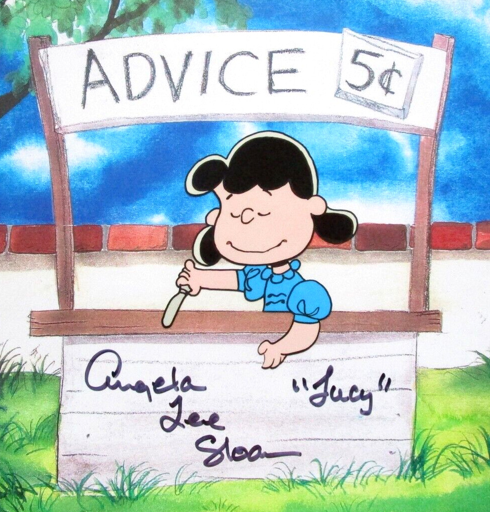 PEANUTS LUCY SIGNED by VOICE - 1970\'s CHARLES SCHULZ ORIGINAL PRODUCTION CEL