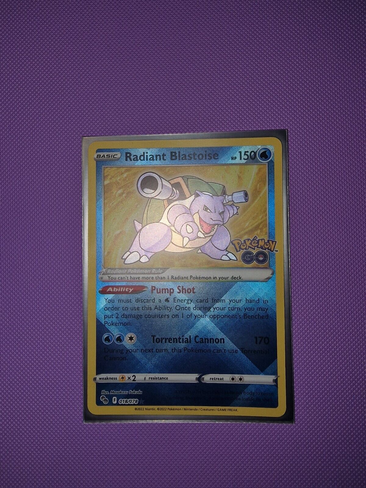 Pokemon Card Radiant Blastoise 018/078 Pokemon Go Rare Near Mint