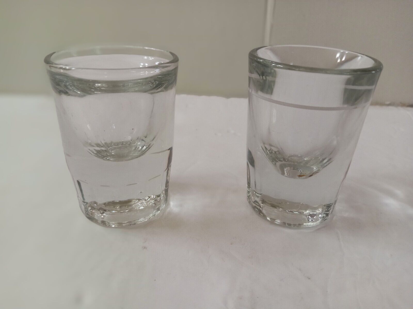 Libby Thick bottom Shot Glasses Heavy - Set of 2 - One has 1 Ounce Capacity Line