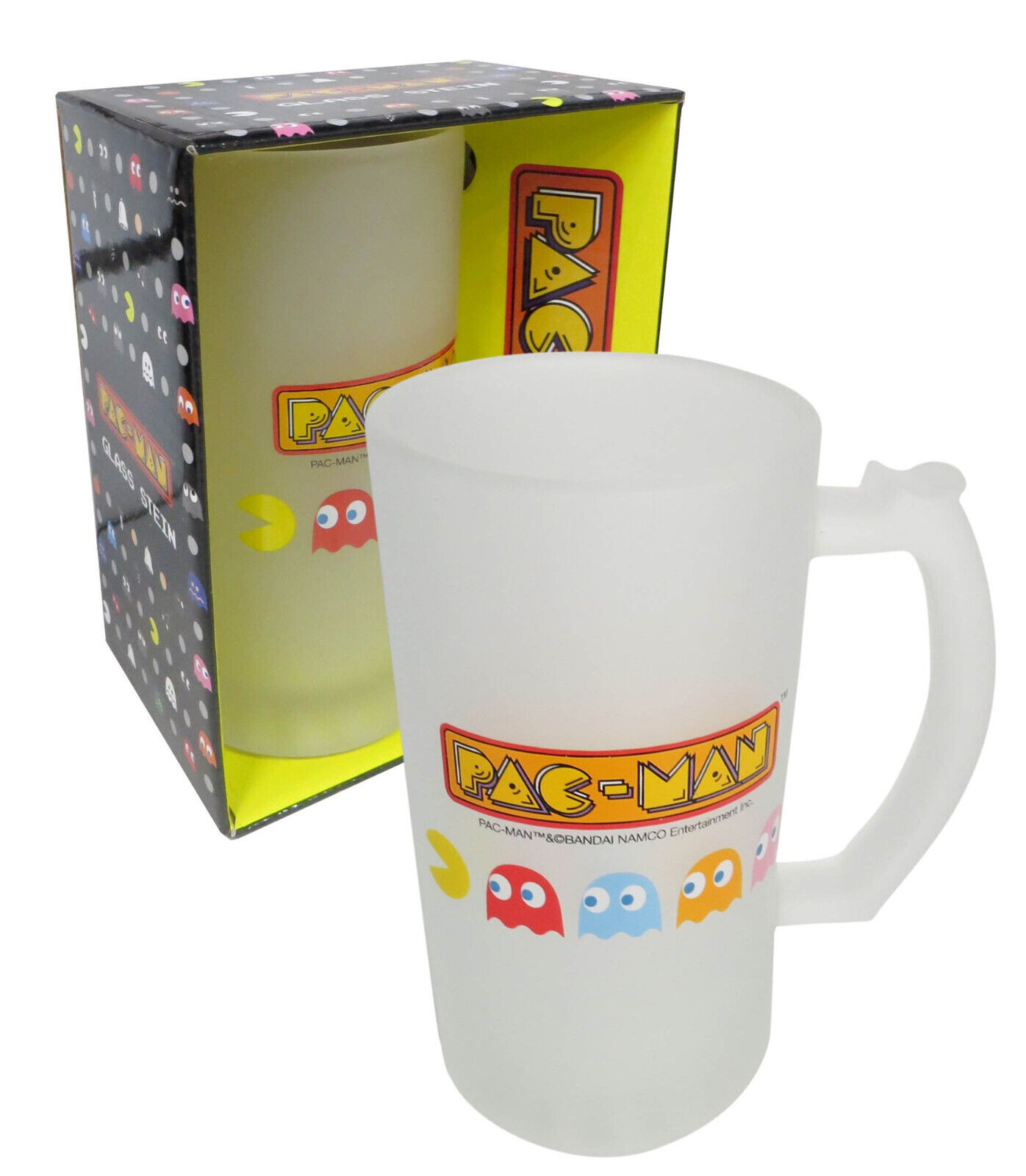 PAC- MAN Stein Glass Cup Mug NEW