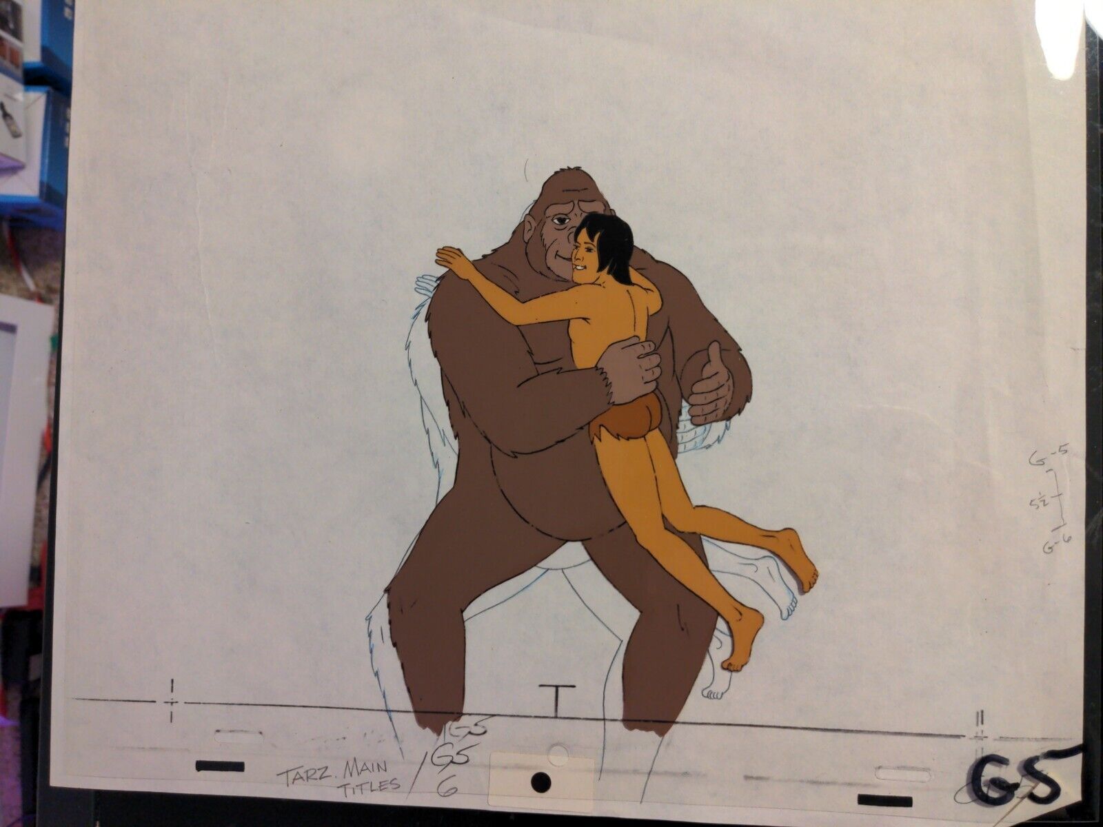 Vintage Tarzan animation cel MAIN TITLE  background Production art 1970\'s 16