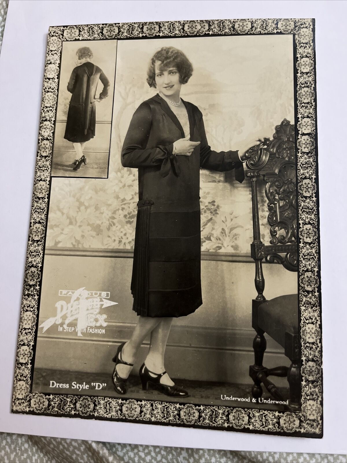 Vintage Deco Era Fashion Photo Advertisement Sample LH Pierce Textile Dress