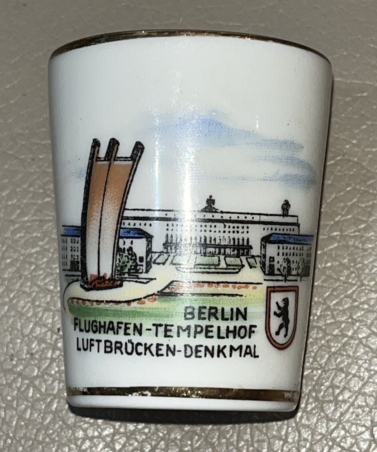 Vtg German Bavarian Kronach OCA Shot Glass, Schnapps-Berlin Flughafen-Tempelhof