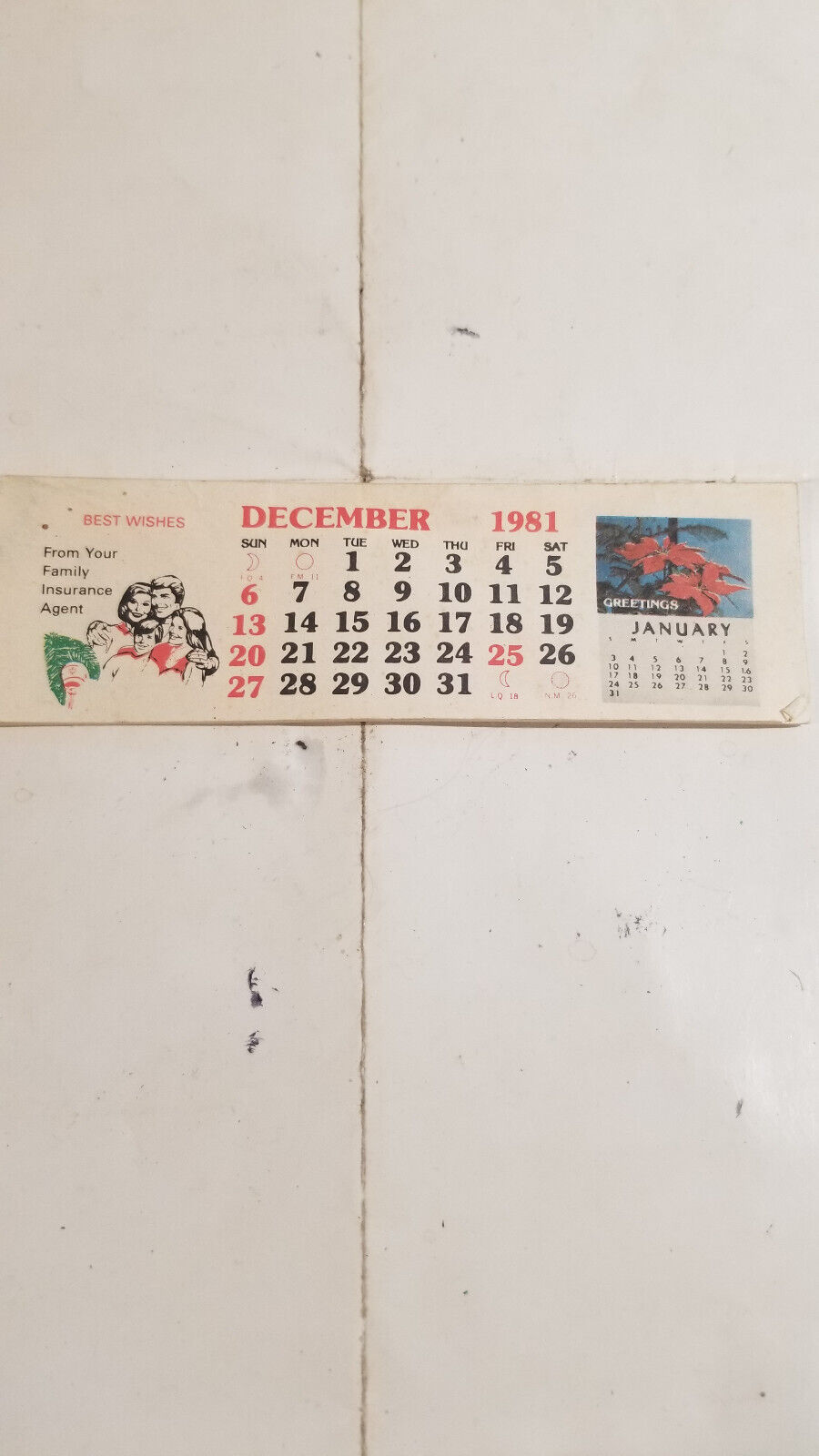 Vintage 1981 1982 Pocket Calendar Qty 1