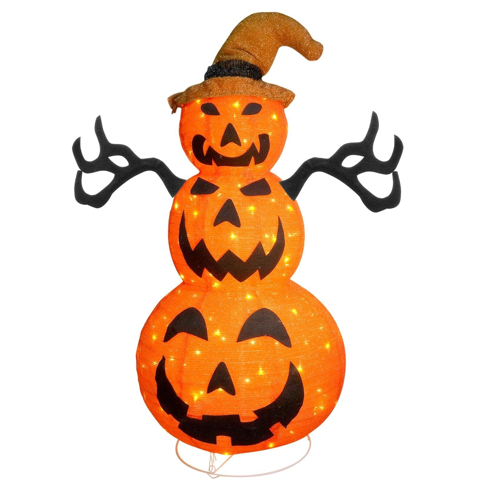 3.9 FT Pre-Lit Halloween Pumpkin Decorations Outdoor for Porch, Plug in 120 O...