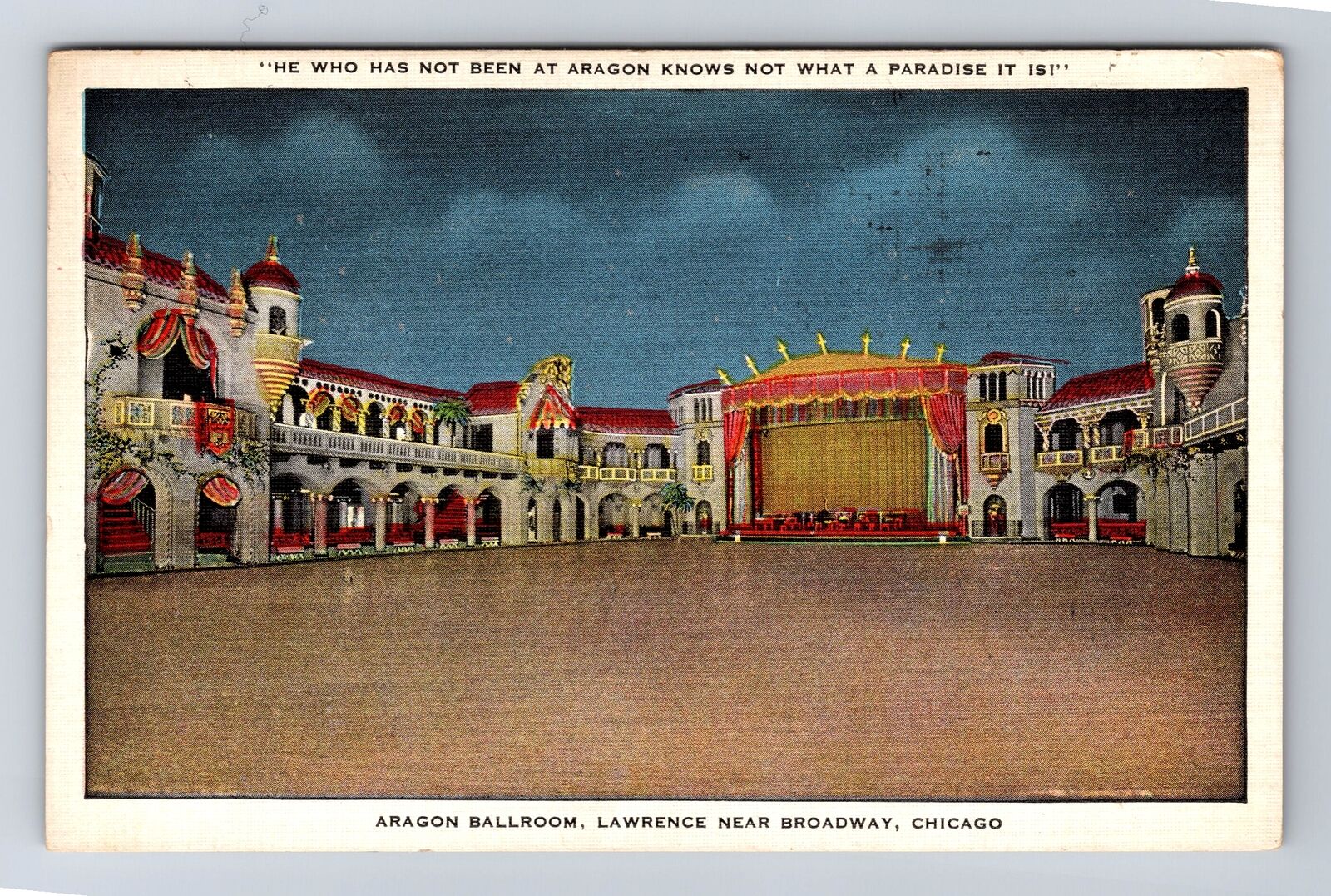 Chicago IL-Illinois, The Aragon Ballroom, Antique Vintage c1940 Postcard