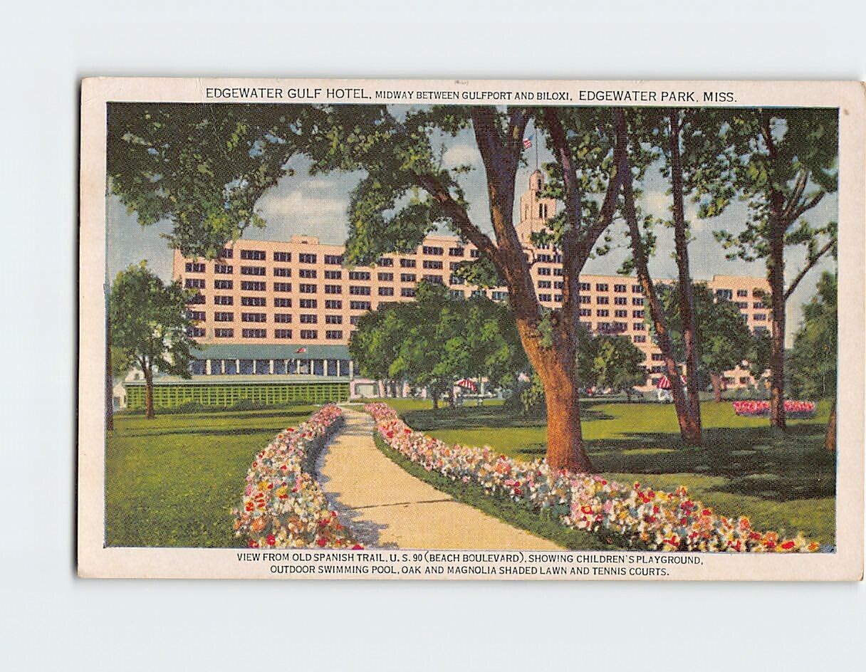 Postcard Edgewater Gulf Hotel Edgewater Park Mississippi USA
