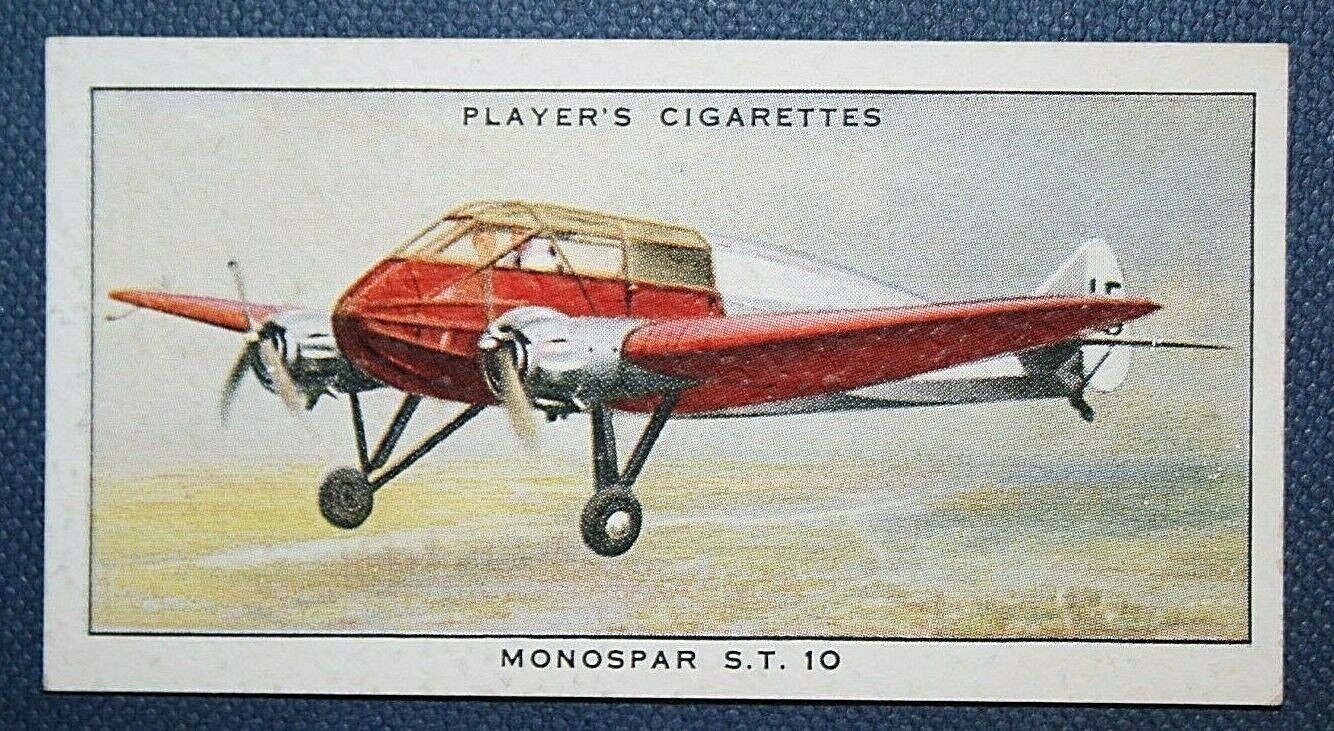 MONOSPAR ST10   Cabin Aeroplane  Original 1935 Vintage Illustrated Card   AP5
