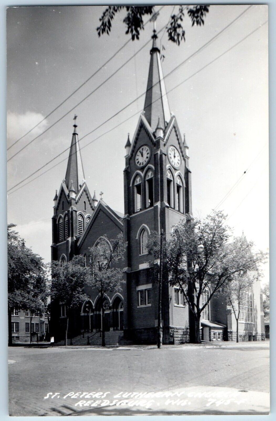 Reedsburg Wisconsin WI Postcard RPPC Photo St. Peter's Lutheran Church c1940's