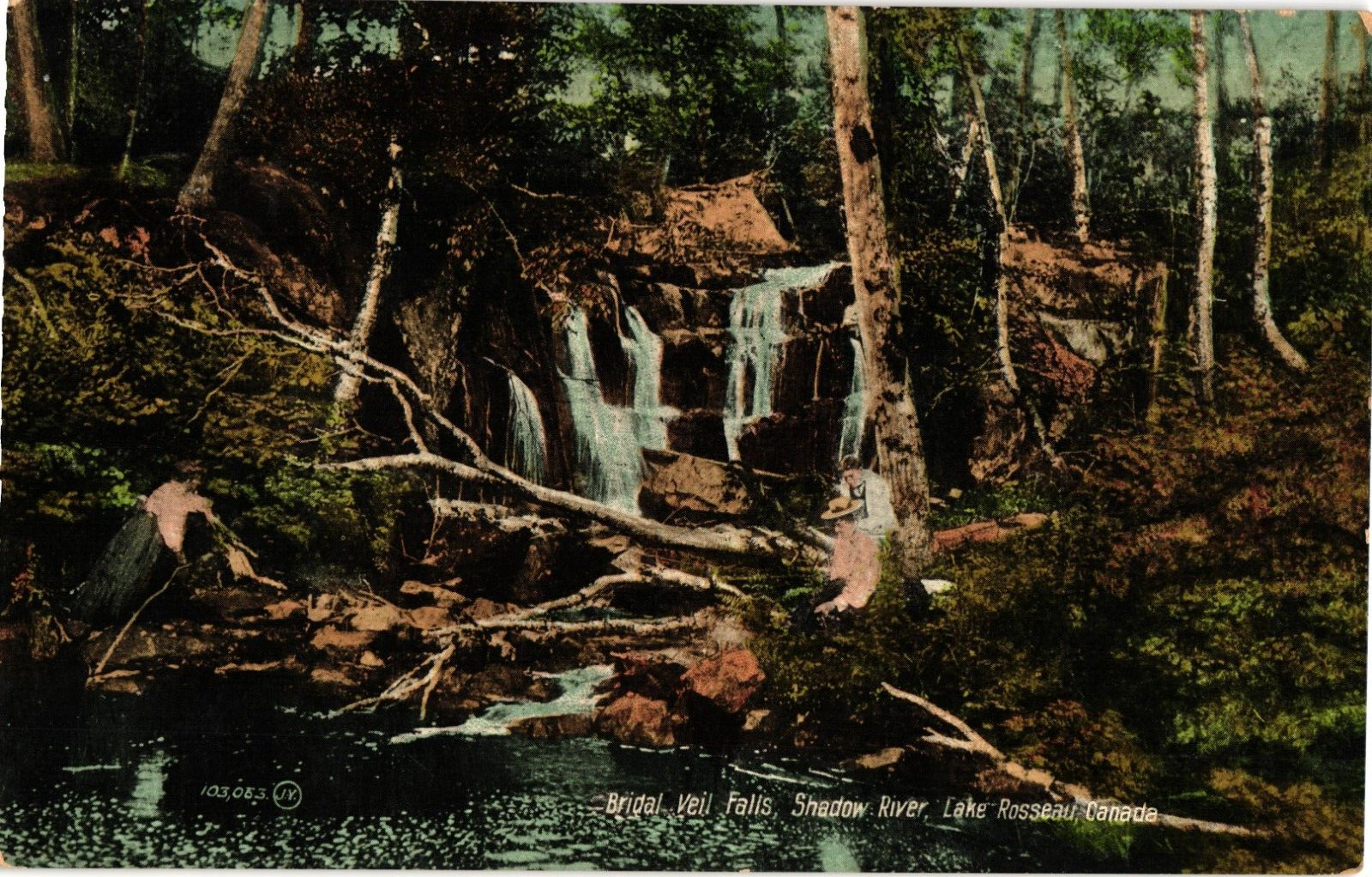 Bridal Veil Falls Shadow River Lake Rousseau Canada Divided Postcard c1910s