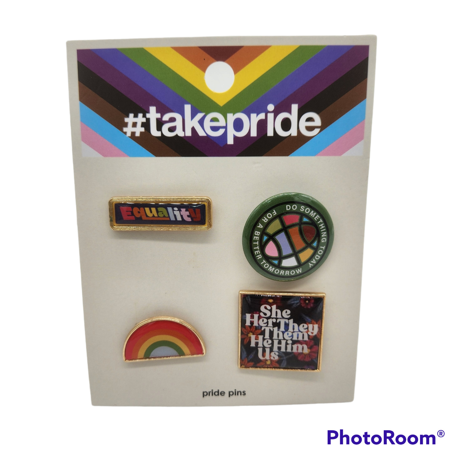 TARGET  Rainbow Take Pride Pins 4 Piece Set Equality Pronouns LGBTQ