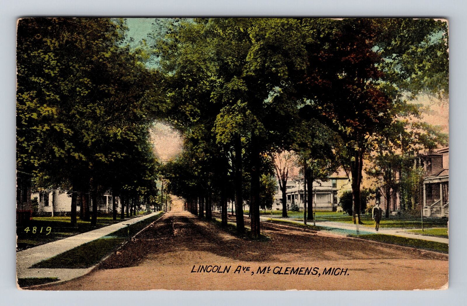 Mt Clemens MI-Michigan, Residential Area Lincoln Avenue, Vintage c1915 Postcard