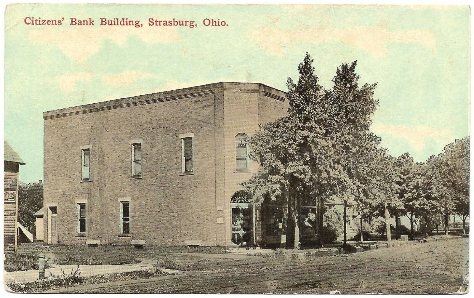 1914 Strasburg Ohio Postcard Citizens\' Bank Building Dundee Ohio Cleveland 