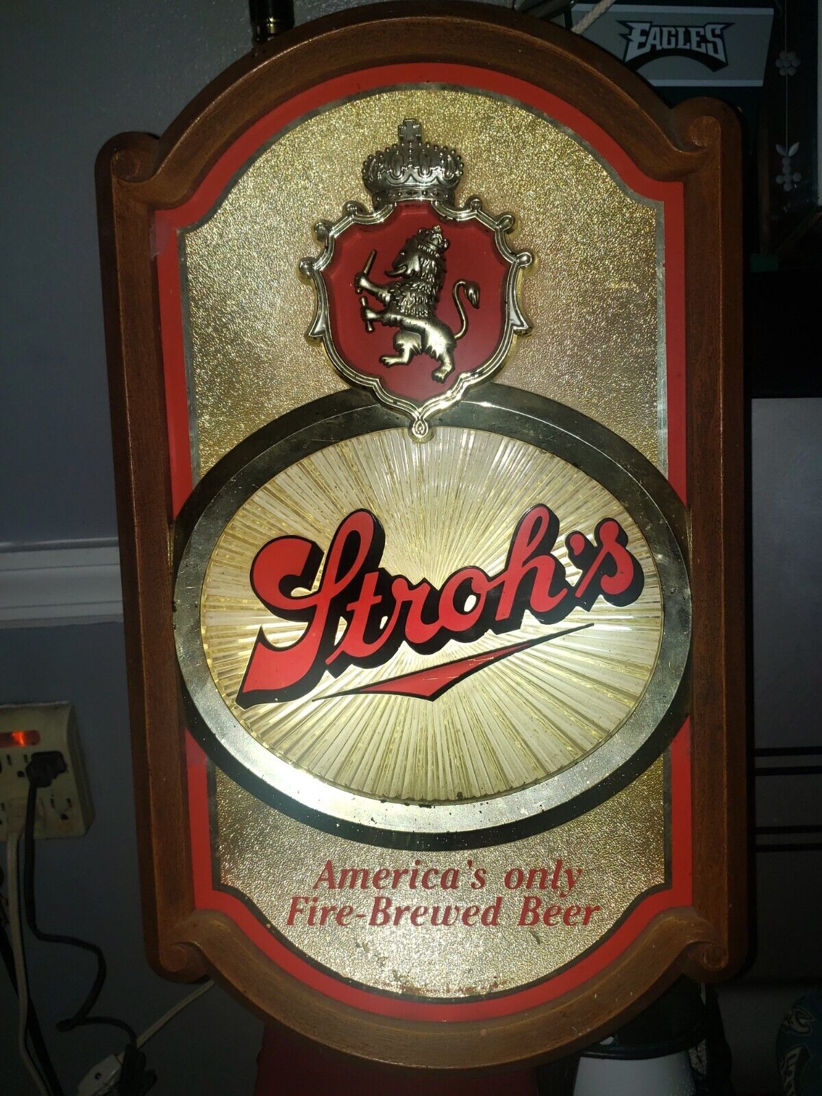 1986 Stroh\'s Fire-Brewed Beer Lighted Sign Works Great 