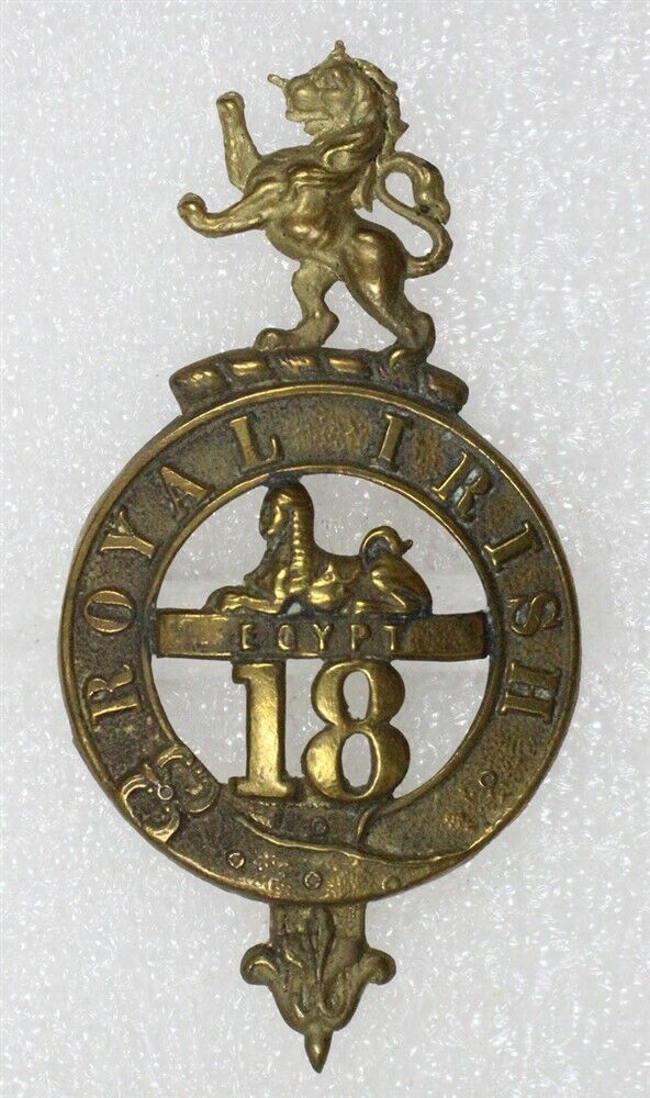 British Army Badge: 18th Royal Irish Regiment of Foot c.1880\'s - brass