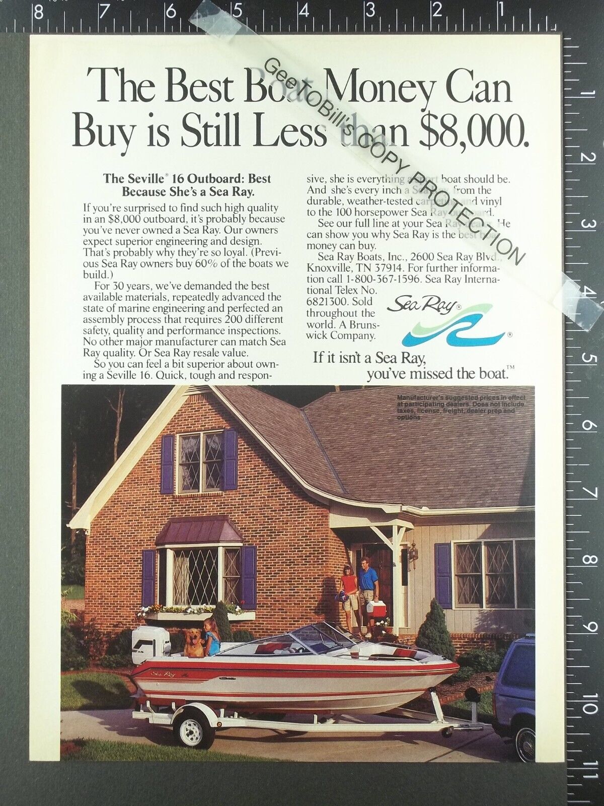 1987 ADVERTISING for Sea Ray Seville 16 motor yacht boat
