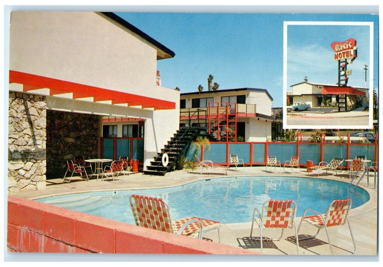 c1960 Oasis Motel West Olympic Blvd. Los Angeles California CA Vintage Postcard