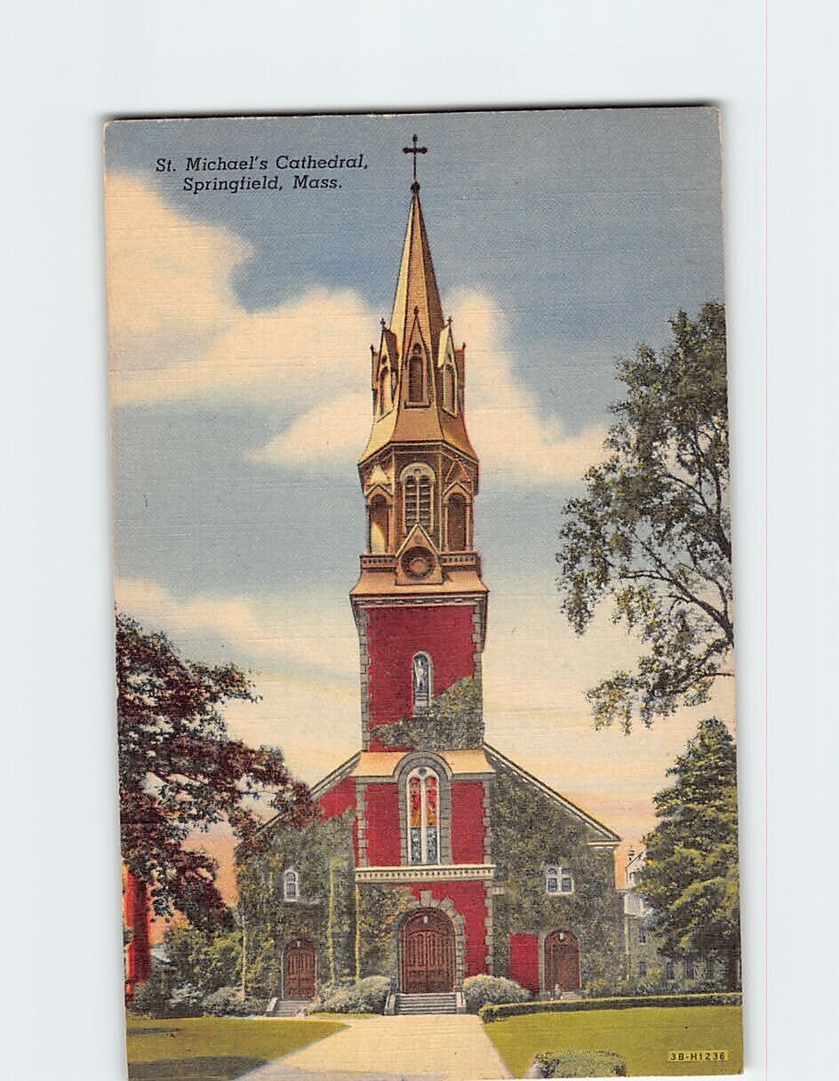 Postcard St. Michael's Cathedral Springfield Massachusetts USA