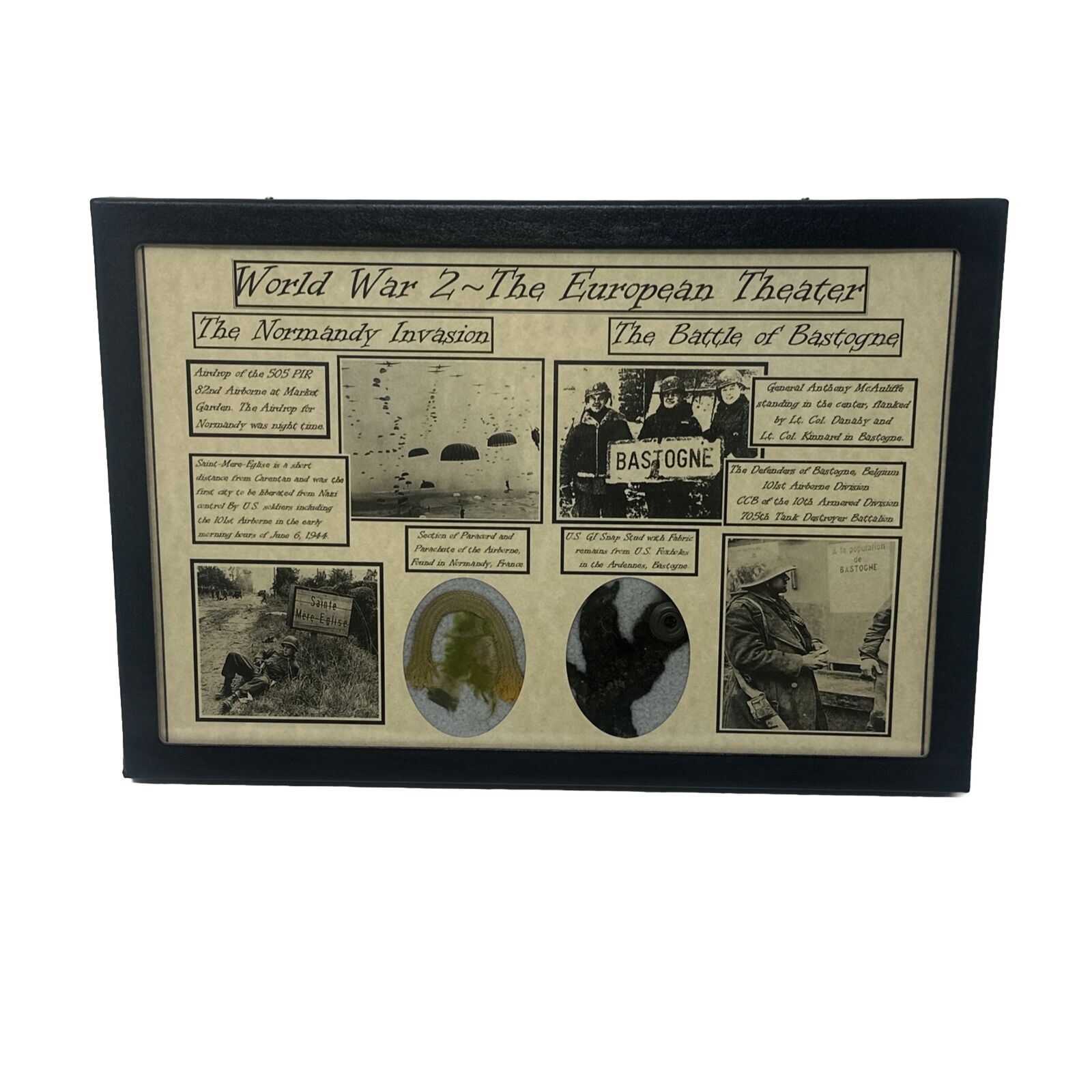 WW2 The European Theater Case w/ US Snap Stud Ardennes & Parachute from Normandy