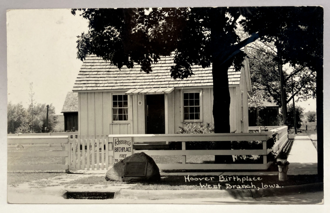 RPPC Hoover Birthplace, West Branch, Iowa IA Vintage Postcard