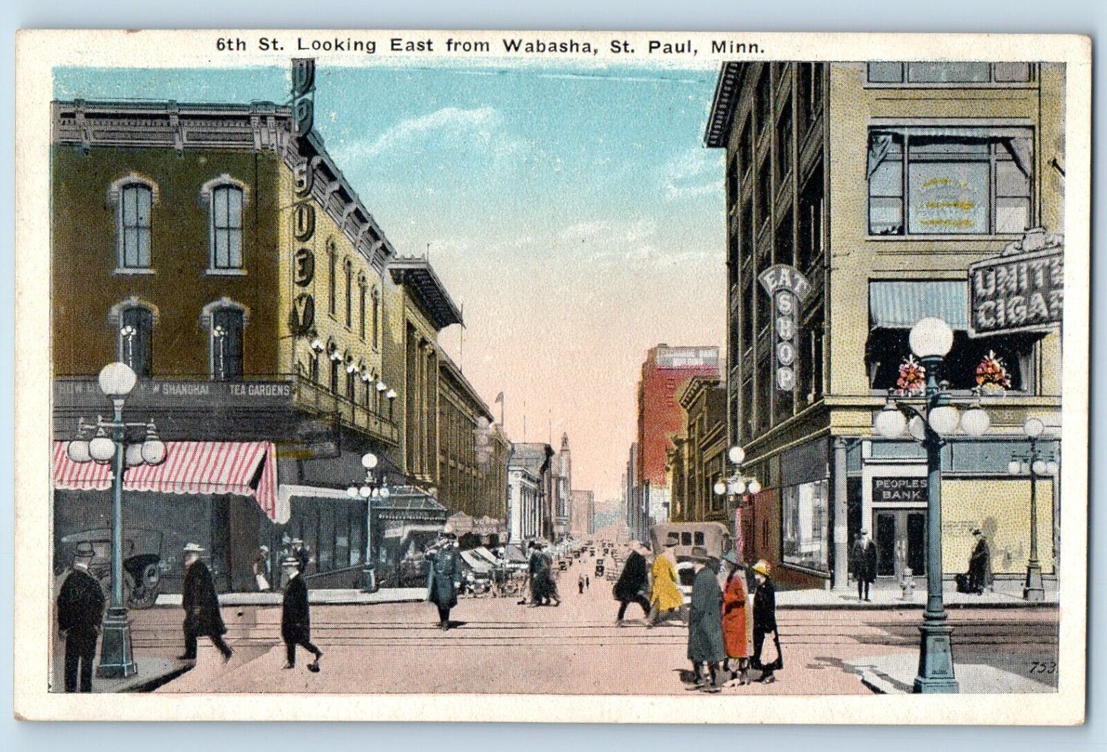 St. Paul Minnesota Postcard Looking East Wabasha Exterior c1920 Vintage Antique