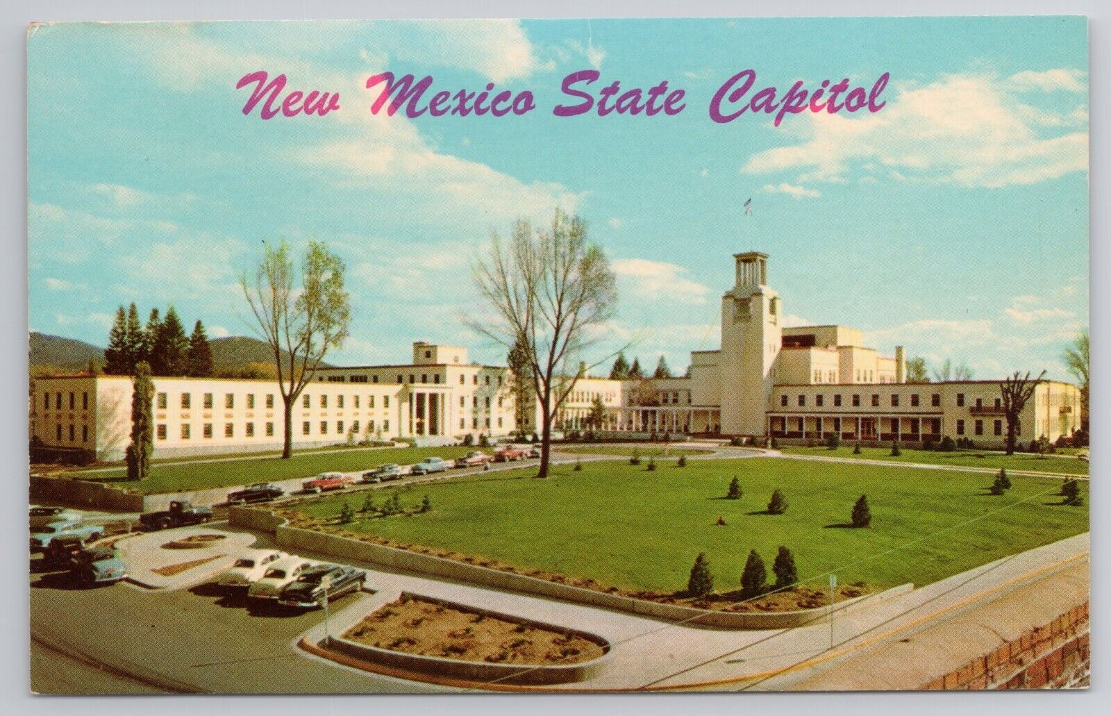1954 Postcard State Capital Santa Fe New Mexico Cars