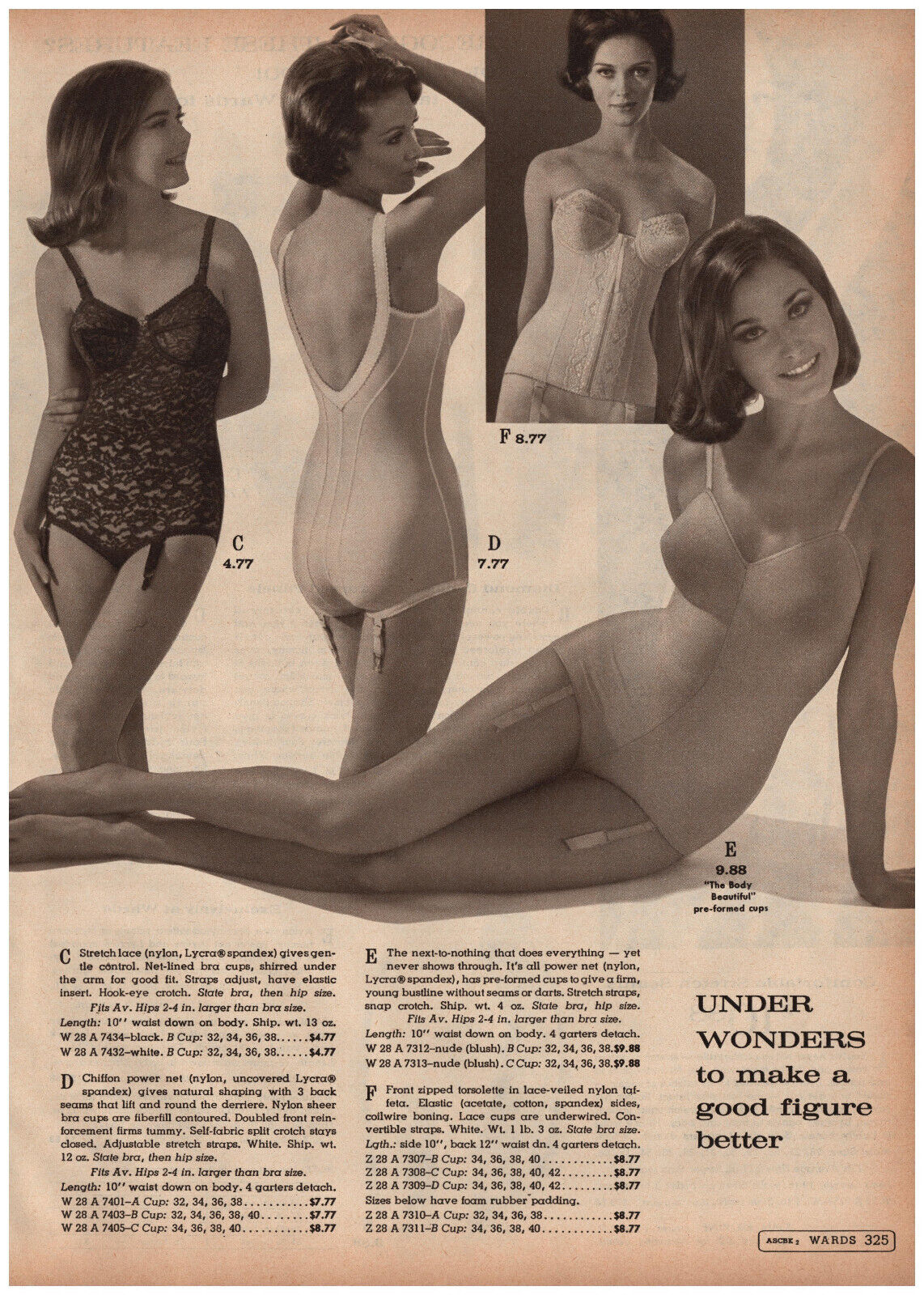 1965 Montgomery Ward Print AD Under Wonders Bra Cups Retro Women
