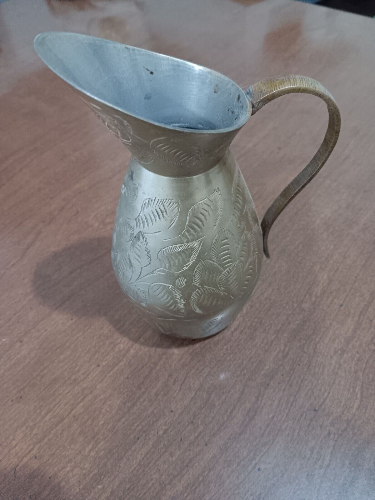 Vintage Etched Sarna Brass Small Pitcher Made In India, beautiful piece 