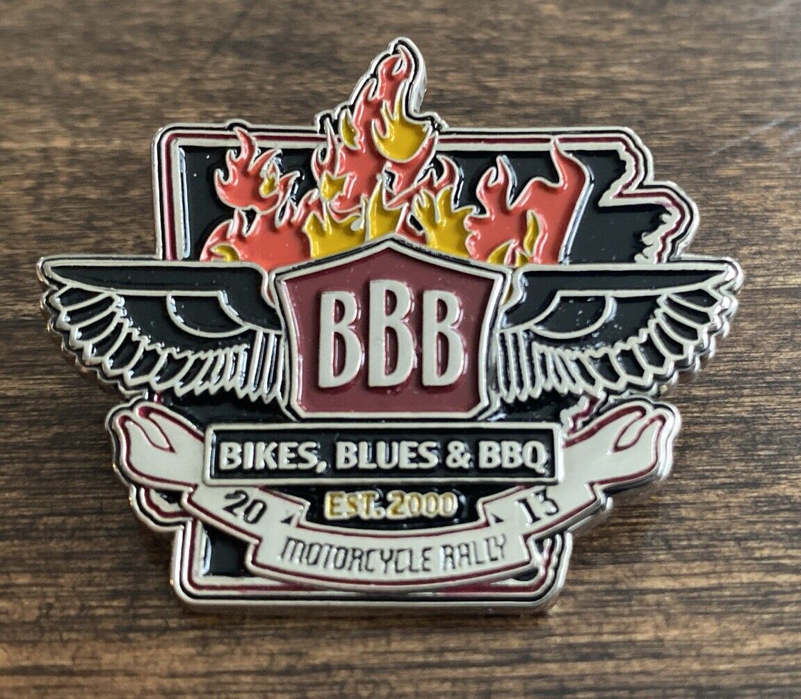 BBB - Bikes Blues & BBQ “Motorcycle Rally” 2013 - Jacket Vest Lapel Pin NEW