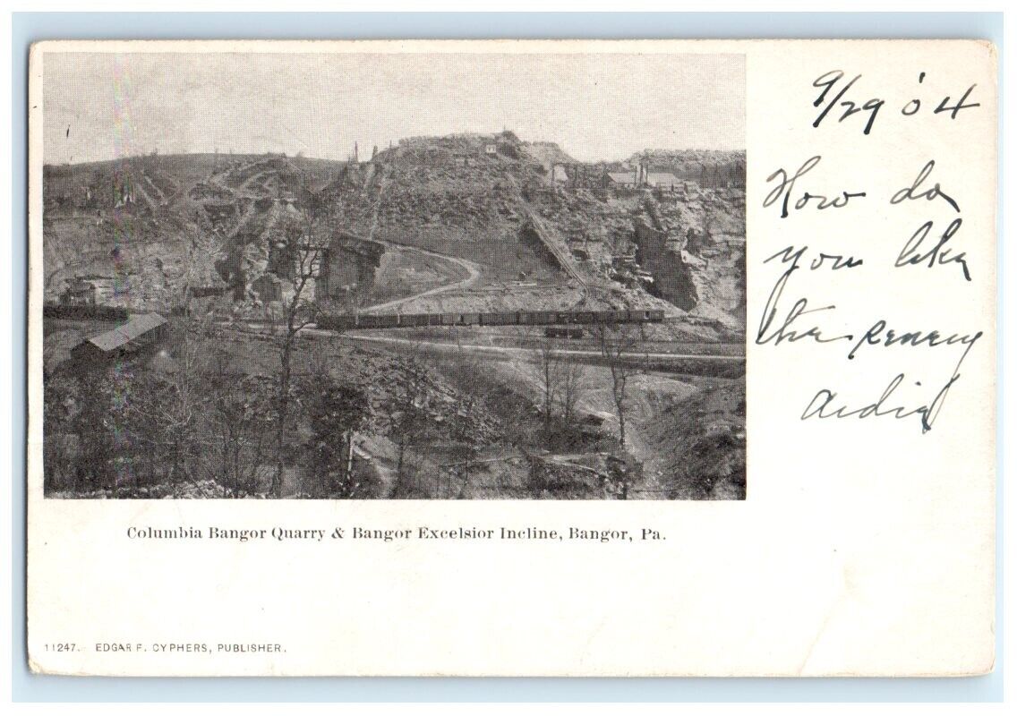 Columbia Quarry & Excelsior Incline Bangor PA Pennsylvania Postcard (GB5)