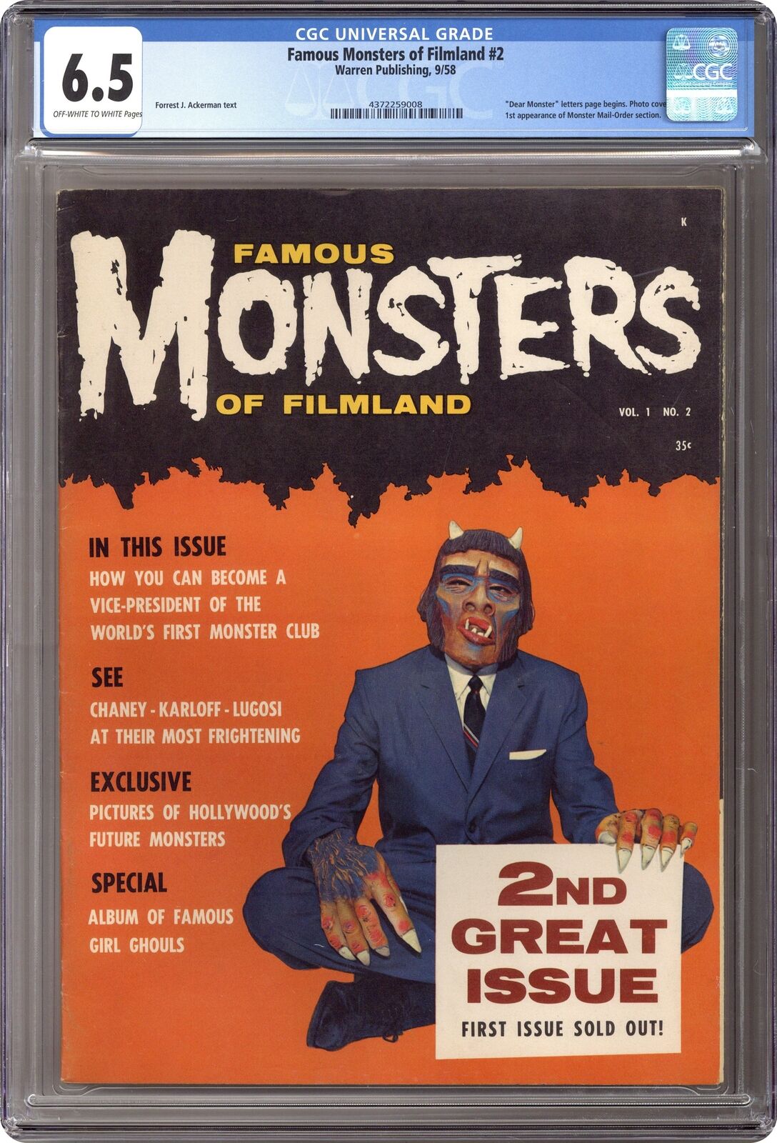 Famous Monsters of Filmland Magazine #2 CGC 6.5 1958 4372259008